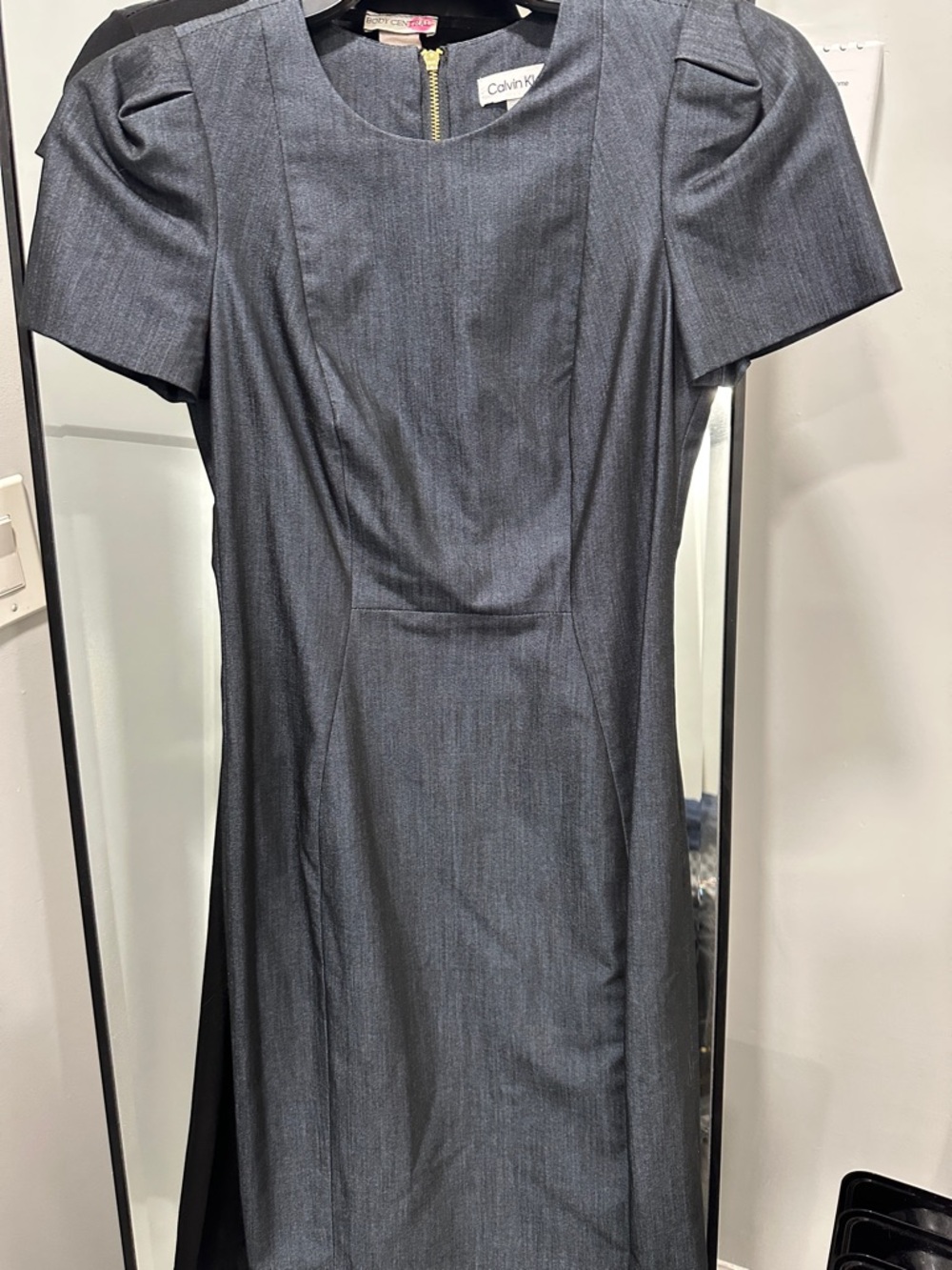 Calvin Klein Dark Gray Short-Sleeve Sheath Dress
